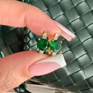 Elegant Green and Gold Stud Earrings